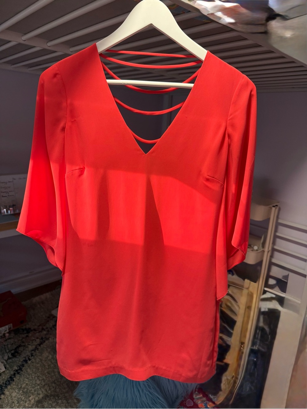 Bebe Red V-Neck Strappy Back Women's dress size 4